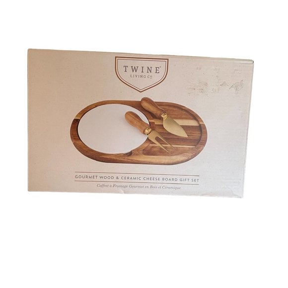 Cheese Board Twine Living Co Gourmet Wood & Ceramic Gift Set NEW in Box - Picture 2 of 3